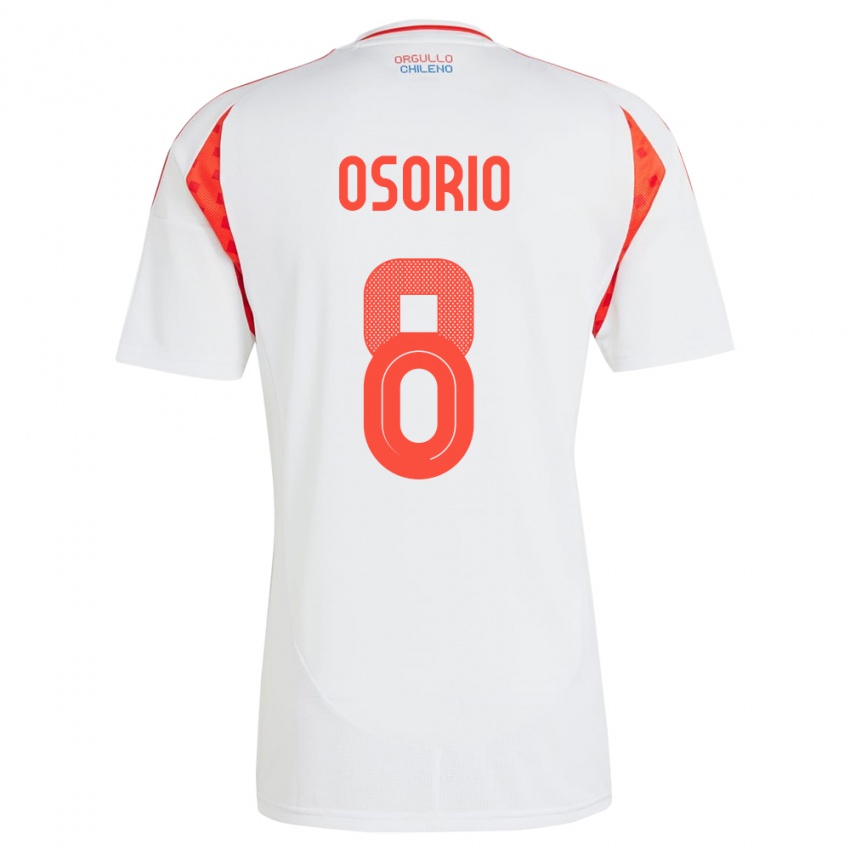 Kvinder Chile Darío Osorio #8 Hvid Udebane Spillertrøjer 24-26 Trøje T-Shirt