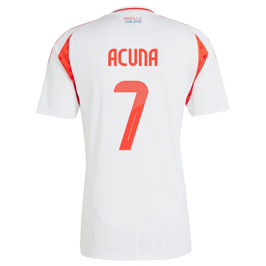 Kvinder Chile Yenny Acuña #7 Hvid Udebane Spillertrøjer 24-26 Trøje T-Shirt