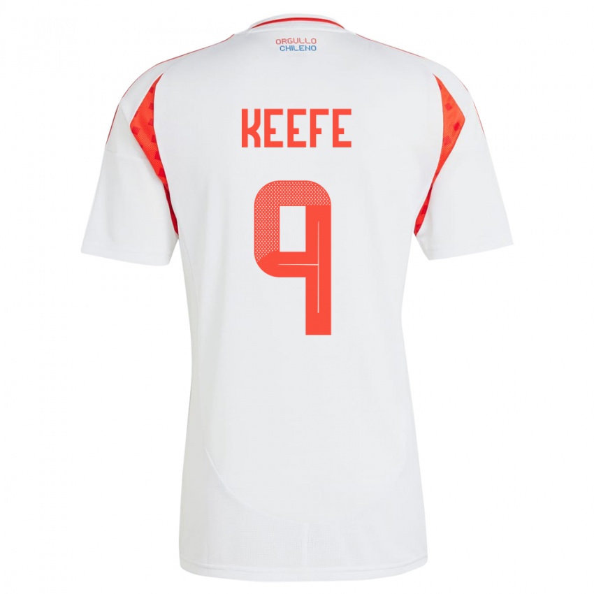 Kvinder Chile Sonya Keefe #9 Hvid Udebane Spillertrøjer 24-26 Trøje T-Shirt