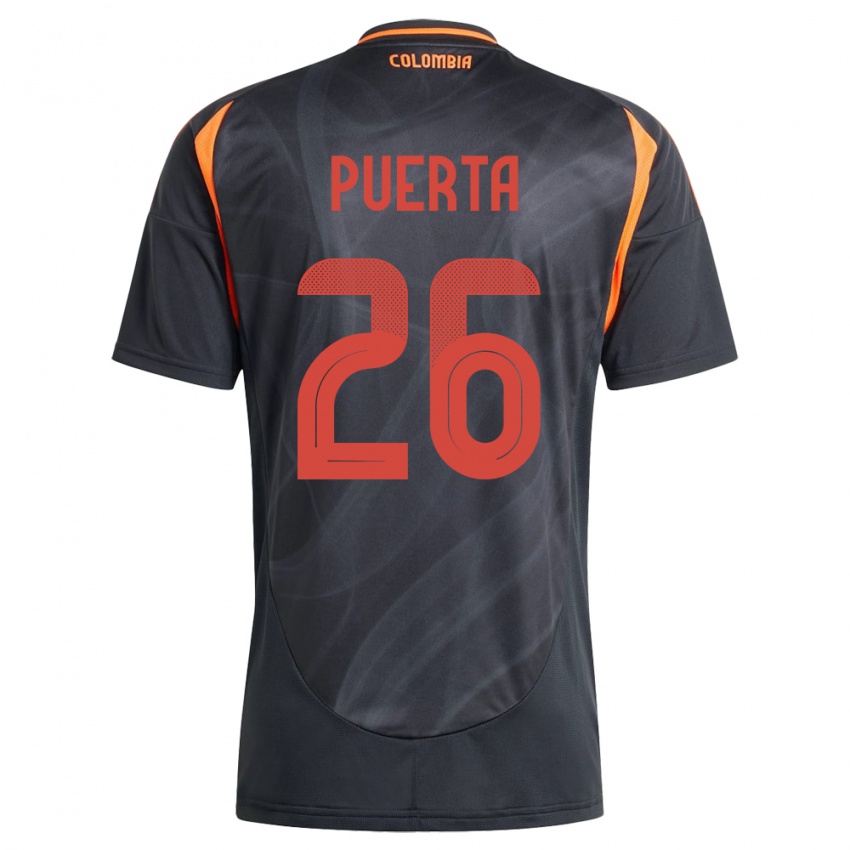 Kvinder Colombia Gustavo Puerta #26 Sort Udebane Spillertrøjer 24-26 Trøje T-Shirt