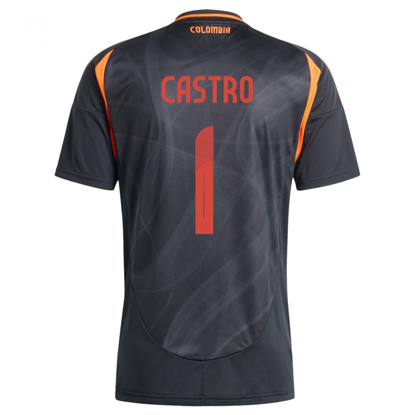 Kvinder Colombia Danny Castro #1 Sort Udebane Spillertrøjer 24-26 Trøje T-Shirt