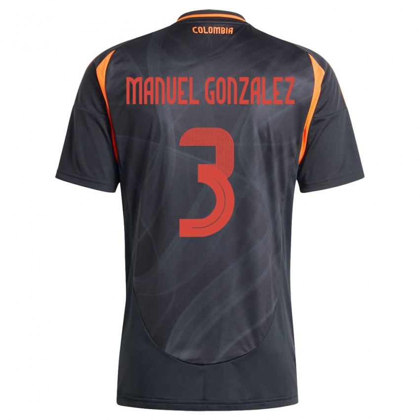 Kvinder Colombia Carlos Manuel González #3 Sort Udebane Spillertrøjer 24-26 Trøje T-Shirt