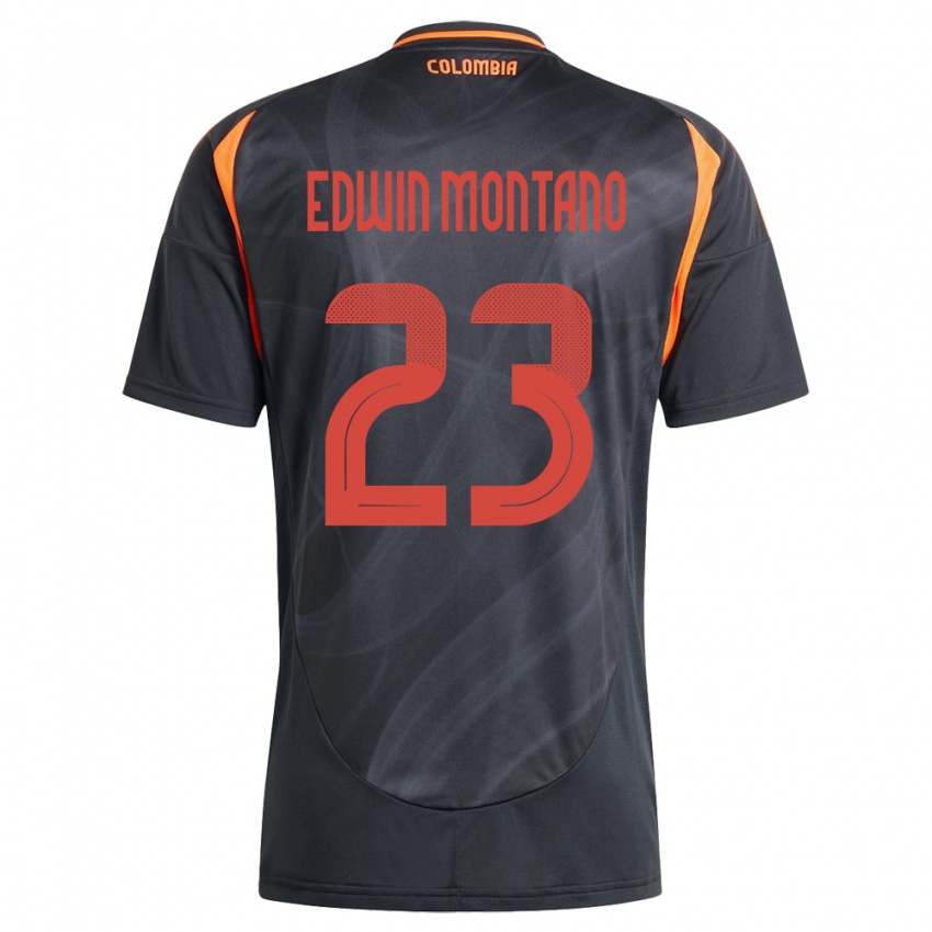 Kvinder Colombia John Edwin Montaño #23 Sort Udebane Spillertrøjer 24-26 Trøje T-Shirt