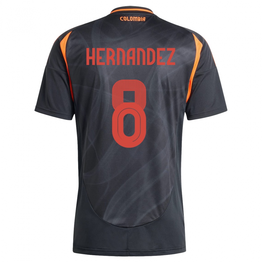 Kvinder Colombia Natalia Hernández #8 Sort Udebane Spillertrøjer 24-26 Trøje T-Shirt