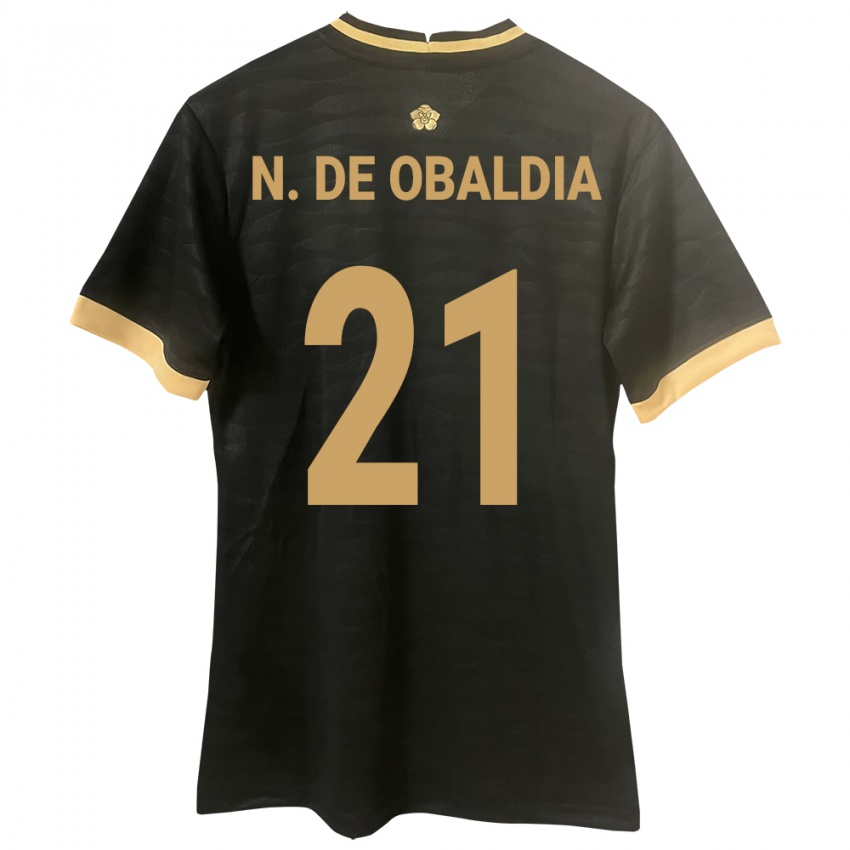 Kvinder Panama Nicole De Obaldía #21 Sort Udebane Spillertrøjer 24-26 Trøje T-Shirt