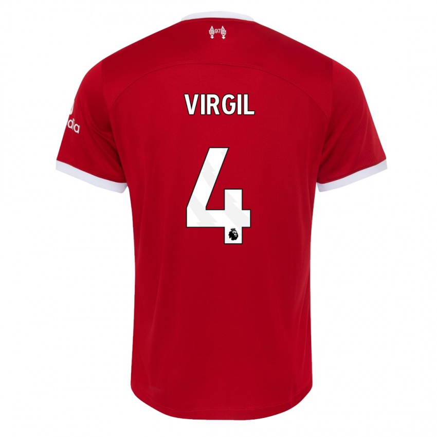 Børn Virgil Van Dijk #4 Rød Hjemmebane Spillertrøjer 2023/24 Trøje T-Shirt