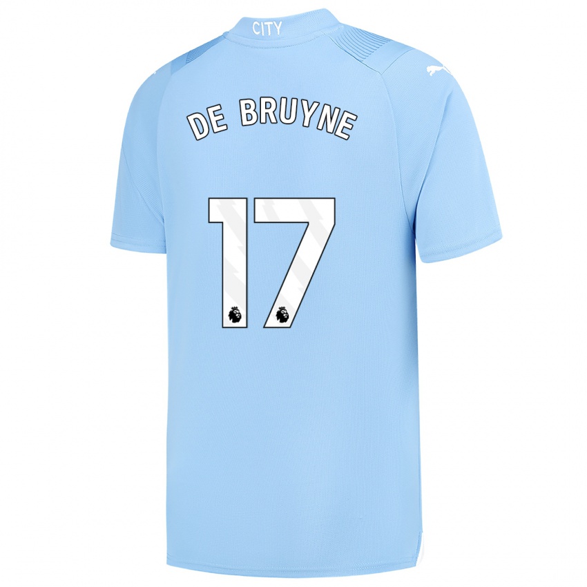 Børn Kevin De Bruyne #17 Lyseblå Hjemmebane Spillertrøjer 2023/24 Trøje T-Shirt