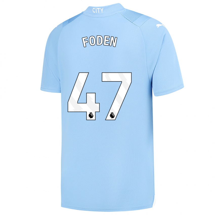 Børn Phil Foden #47 Lyseblå Hjemmebane Spillertrøjer 2023/24 Trøje T-Shirt