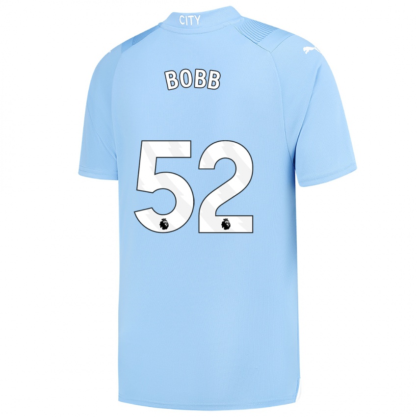 Børn Oscar Bobb #52 Lyseblå Hjemmebane Spillertrøjer 2023/24 Trøje T-Shirt