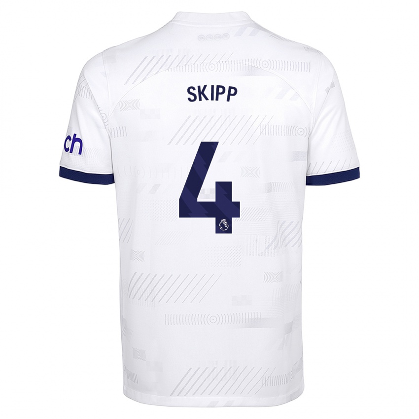 Børn Oliver Skipp #4 Hvid Hjemmebane Spillertrøjer 2023/24 Trøje T-Shirt
