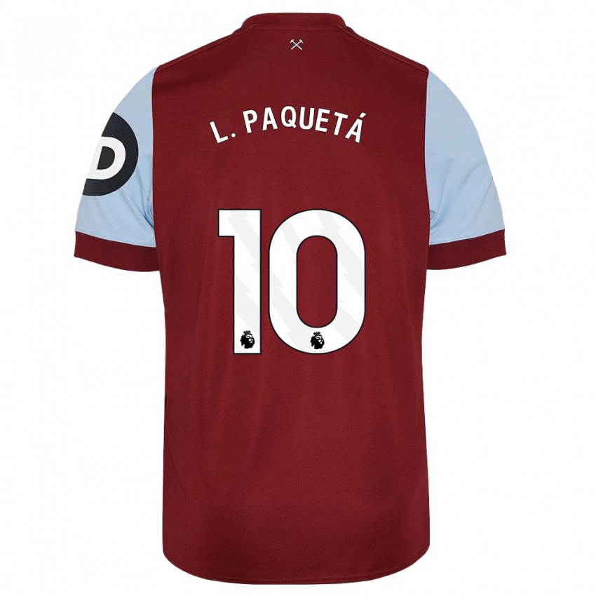 Børn Lucas Paqueta #10 Rødbrun Hjemmebane Spillertrøjer 2023/24 Trøje T-Shirt