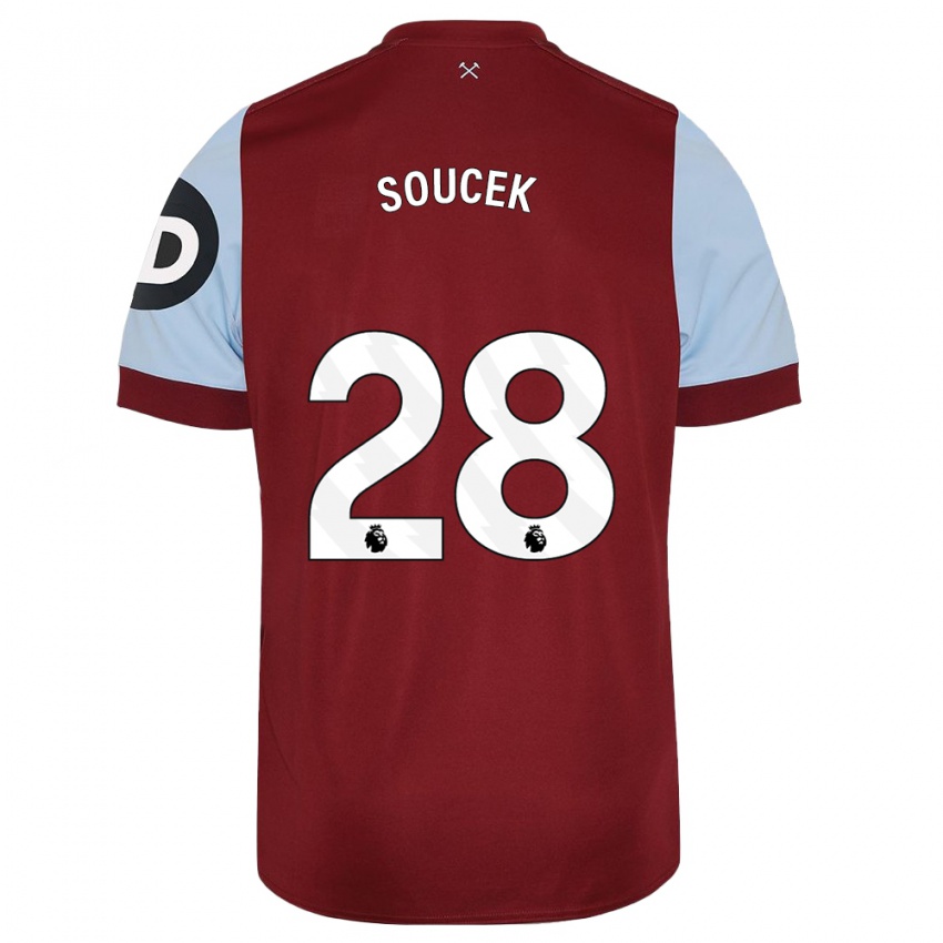 Børn Tomas Soucek #28 Rødbrun Hjemmebane Spillertrøjer 2023/24 Trøje T-Shirt