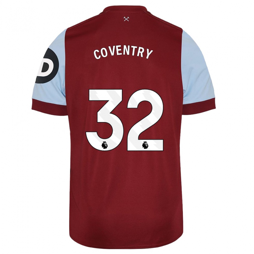 Børn Conor Coventry #32 Rødbrun Hjemmebane Spillertrøjer 2023/24 Trøje T-Shirt