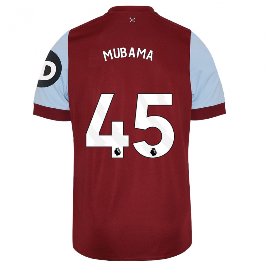 Børn Divin Mubama #45 Rødbrun Hjemmebane Spillertrøjer 2023/24 Trøje T-Shirt