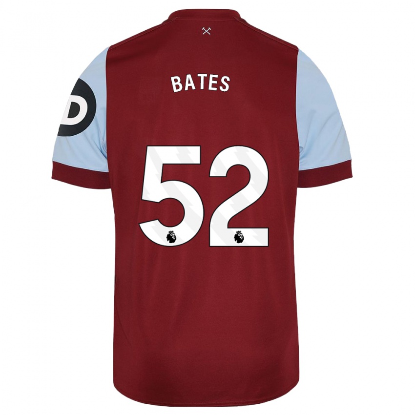 Børn Billy Bates #52 Rødbrun Hjemmebane Spillertrøjer 2023/24 Trøje T-Shirt