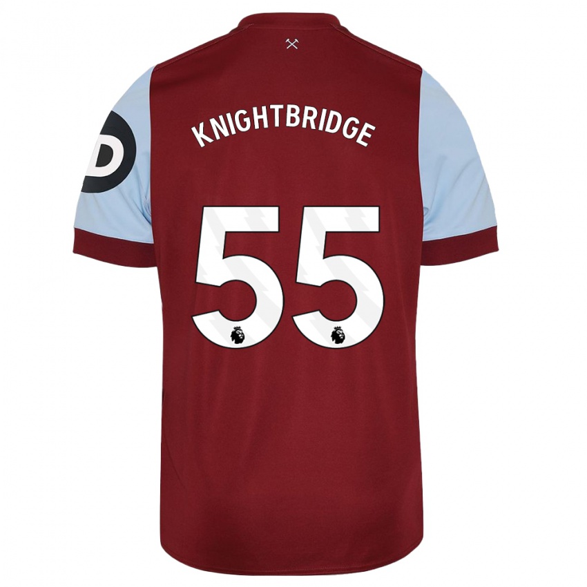 Børn Jacob Knightbridge #55 Rødbrun Hjemmebane Spillertrøjer 2023/24 Trøje T-Shirt