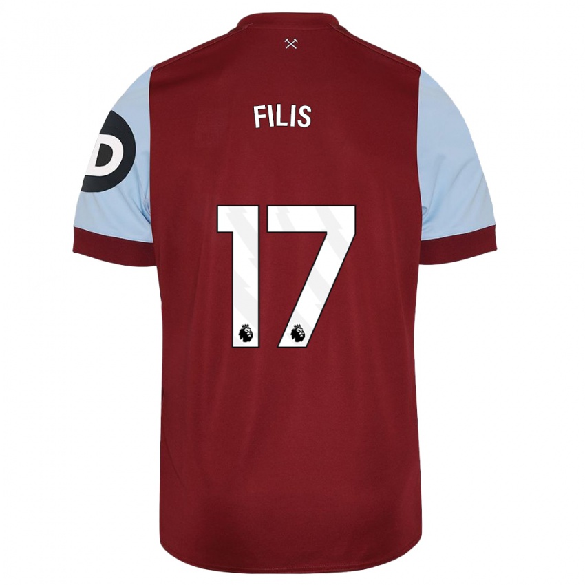 Børn Melisa Filis #17 Rødbrun Hjemmebane Spillertrøjer 2023/24 Trøje T-Shirt