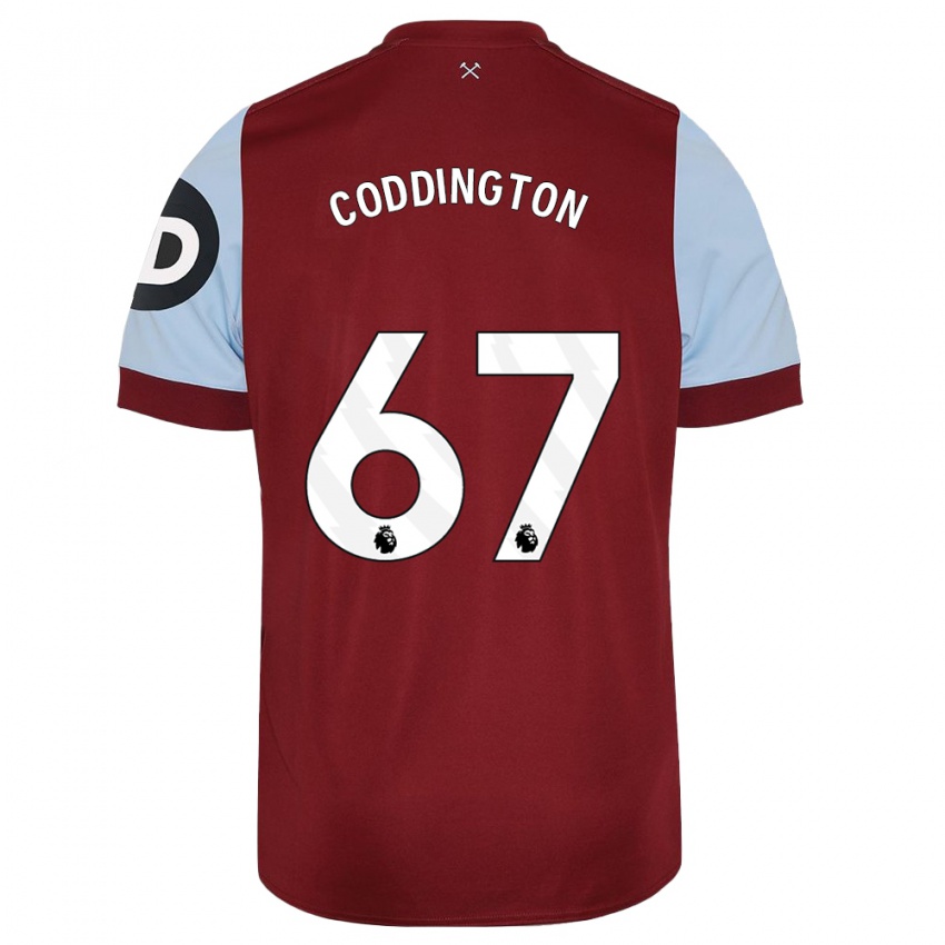 Børn Remy Coddington #67 Rødbrun Hjemmebane Spillertrøjer 2023/24 Trøje T-Shirt