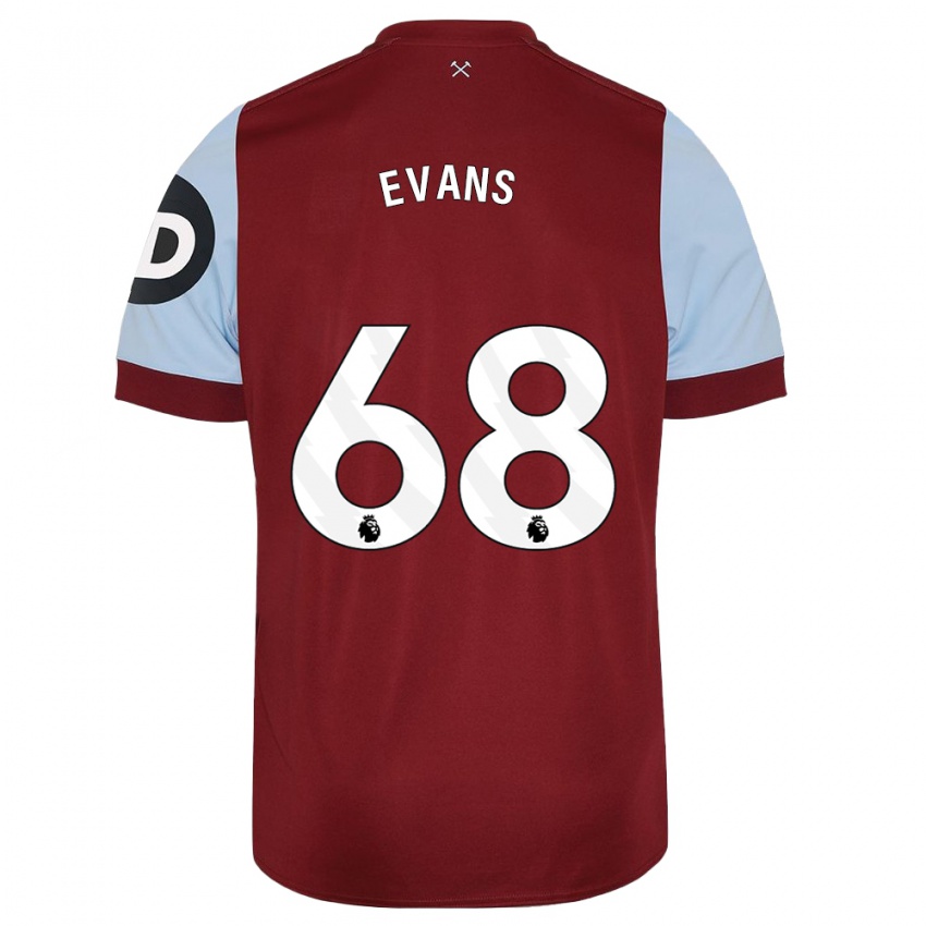 Børn Isaac Evans #68 Rødbrun Hjemmebane Spillertrøjer 2023/24 Trøje T-Shirt