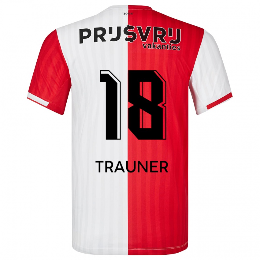 Børn Gernot Trauner #18 Rød Hvid Hjemmebane Spillertrøjer 2023/24 Trøje T-Shirt