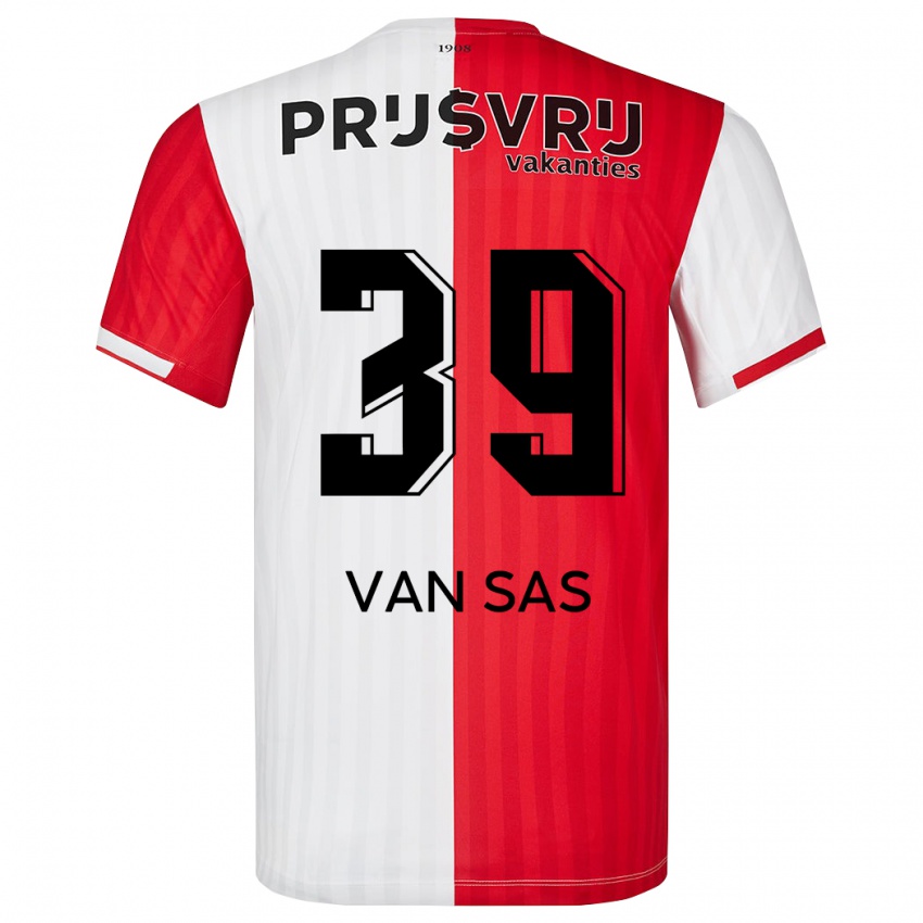 Børn Mikki Van Sas #39 Rød Hvid Hjemmebane Spillertrøjer 2023/24 Trøje T-Shirt