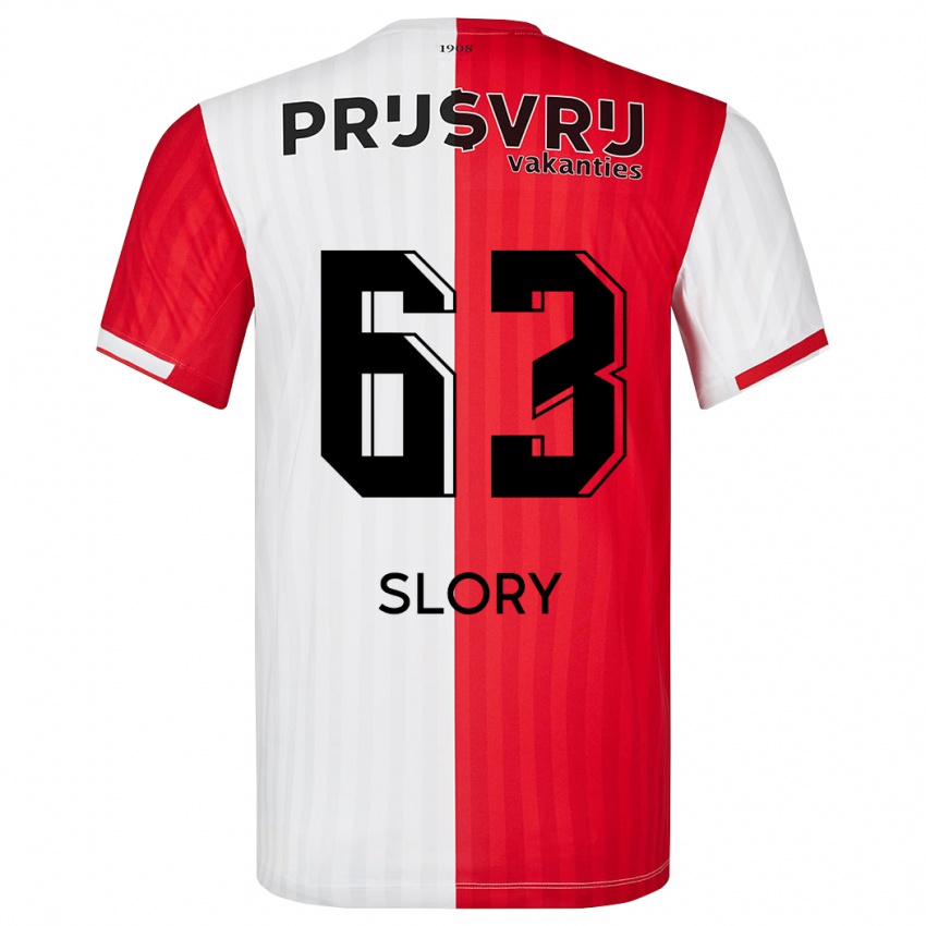 Børn Jaden Slory #63 Rød Hvid Hjemmebane Spillertrøjer 2023/24 Trøje T-Shirt