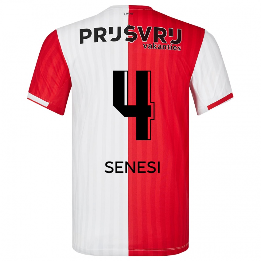 Børn Marcos Senesi #4 Rød Hvid Hjemmebane Spillertrøjer 2023/24 Trøje T-Shirt