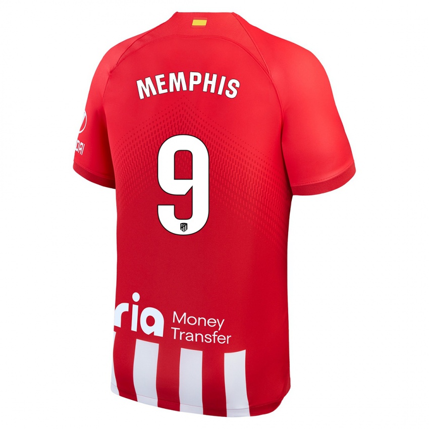 Børn Memphis Depay #9 Rød Hvid Hjemmebane Spillertrøjer 2023/24 Trøje T-Shirt