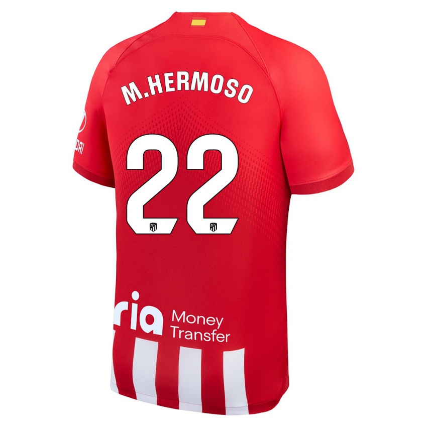 Børn Mario Hermoso #22 Rød Hvid Hjemmebane Spillertrøjer 2023/24 Trøje T-Shirt
