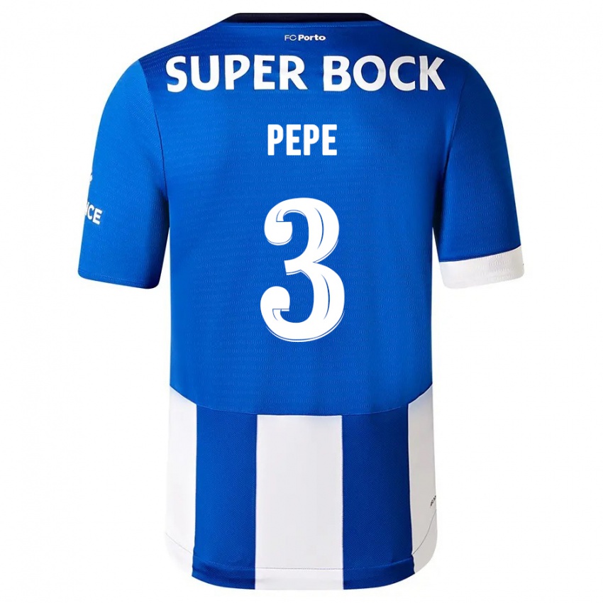 Børn Pepe #3 Blå Hvid Hjemmebane Spillertrøjer 2023/24 Trøje T-Shirt