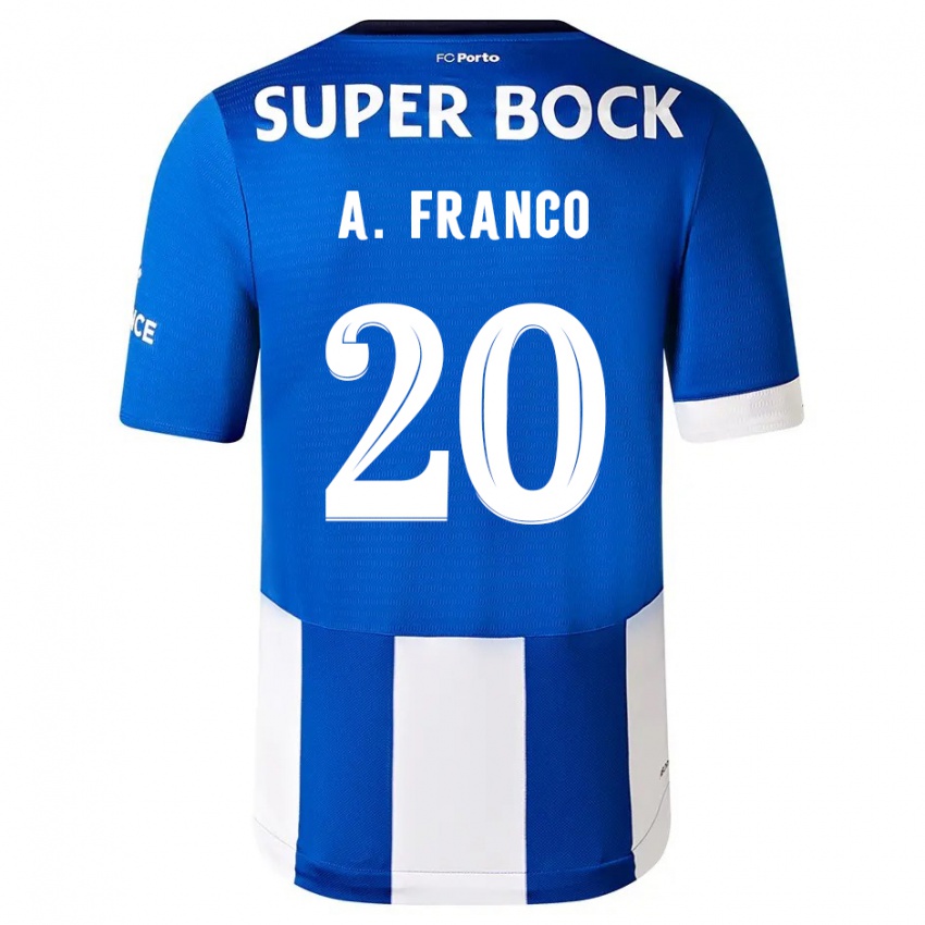 Børn Andre Franco #20 Blå Hvid Hjemmebane Spillertrøjer 2023/24 Trøje T-Shirt