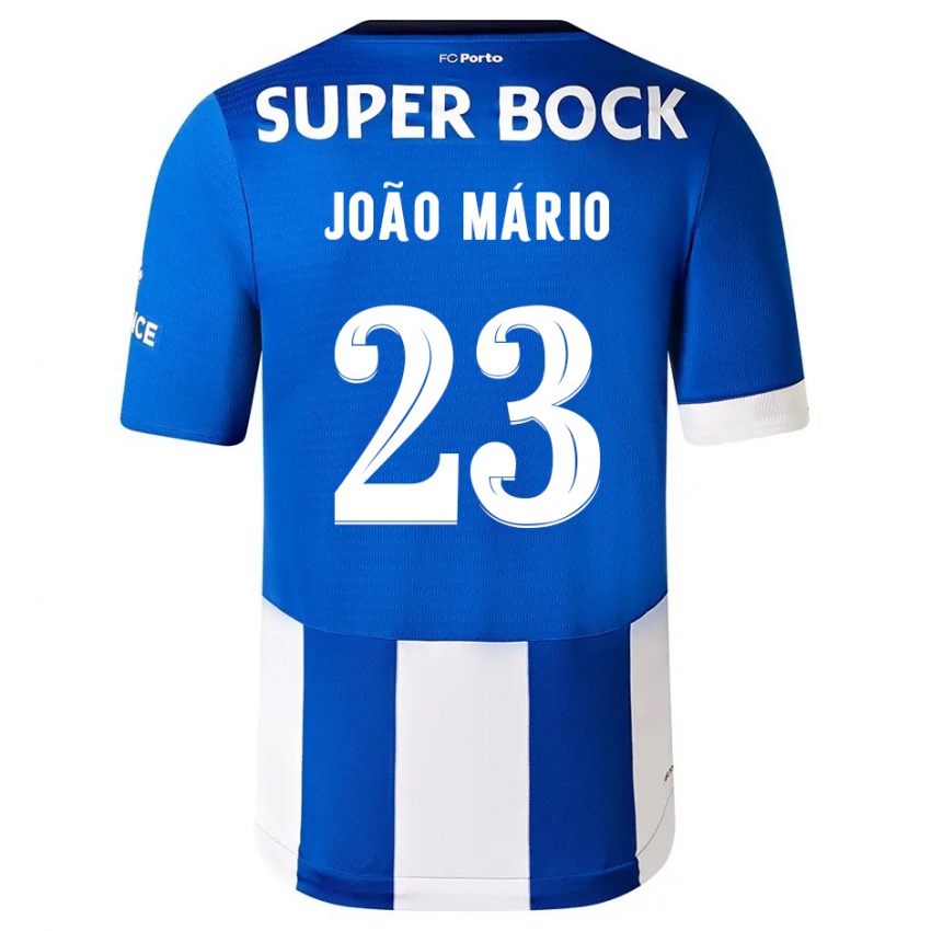 Børn Joao Mario #23 Blå Hvid Hjemmebane Spillertrøjer 2023/24 Trøje T-Shirt