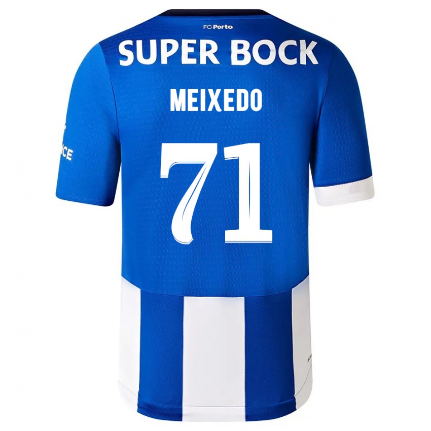 Børn Francisco Meixedo #71 Blå Hvid Hjemmebane Spillertrøjer 2023/24 Trøje T-Shirt
