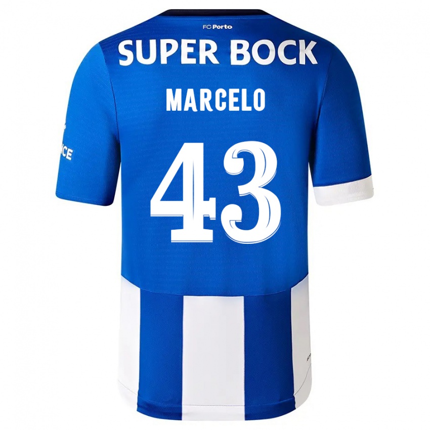 Børn Joao Marcelo #43 Blå Hvid Hjemmebane Spillertrøjer 2023/24 Trøje T-Shirt
