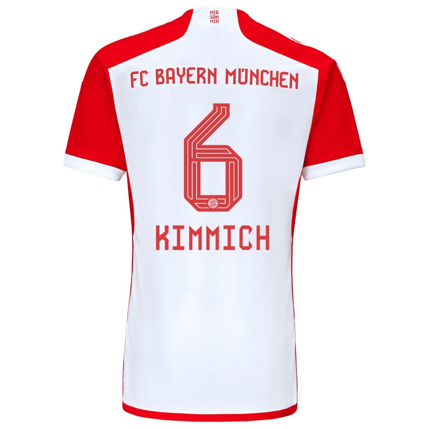 Børn Joshua Kimmich #6 Rød Hvid Hjemmebane Spillertrøjer 2023/24 Trøje T-Shirt