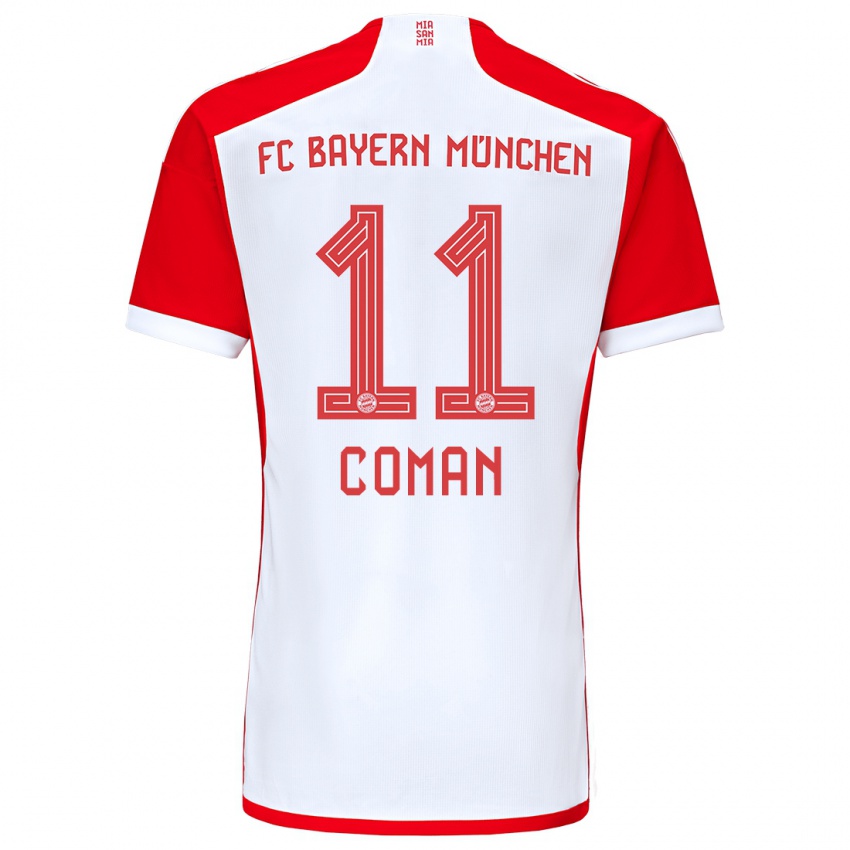 Børn Kingsley Coman #11 Rød Hvid Hjemmebane Spillertrøjer 2023/24 Trøje T-Shirt