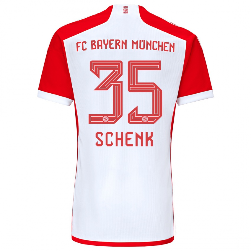Børn Johannes Schenk #35 Rød Hvid Hjemmebane Spillertrøjer 2023/24 Trøje T-Shirt