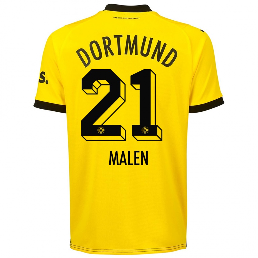 Børn Donyell Malen #21 Gul Hjemmebane Spillertrøjer 2023/24 Trøje T-Shirt