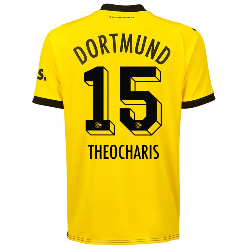 Børn Elefterios Theocharis #15 Gul Hjemmebane Spillertrøjer 2023/24 Trøje T-Shirt