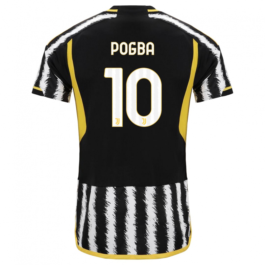 Børn Paul Pogba #10 Sort Hvid Hjemmebane Spillertrøjer 2023/24 Trøje T-Shirt