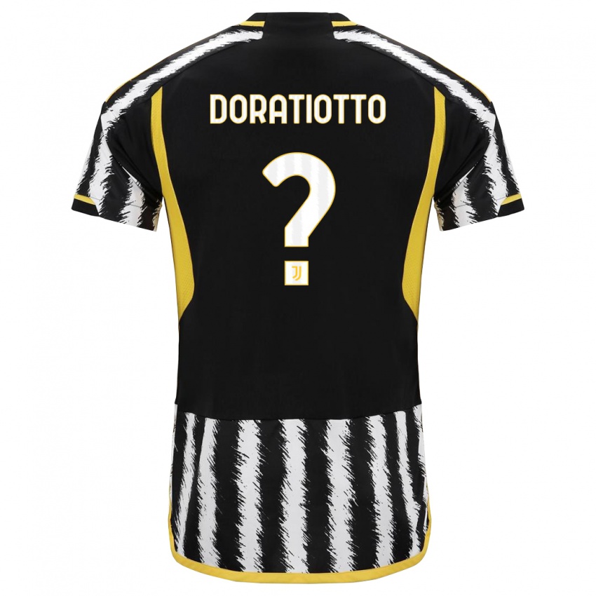 Børn Giulio Doratiotto #0 Sort Hvid Hjemmebane Spillertrøjer 2023/24 Trøje T-Shirt