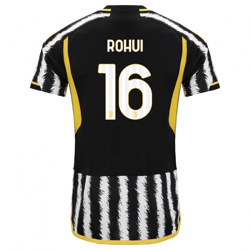 Børn Jonas Rohui #16 Sort Hvid Hjemmebane Spillertrøjer 2023/24 Trøje T-Shirt