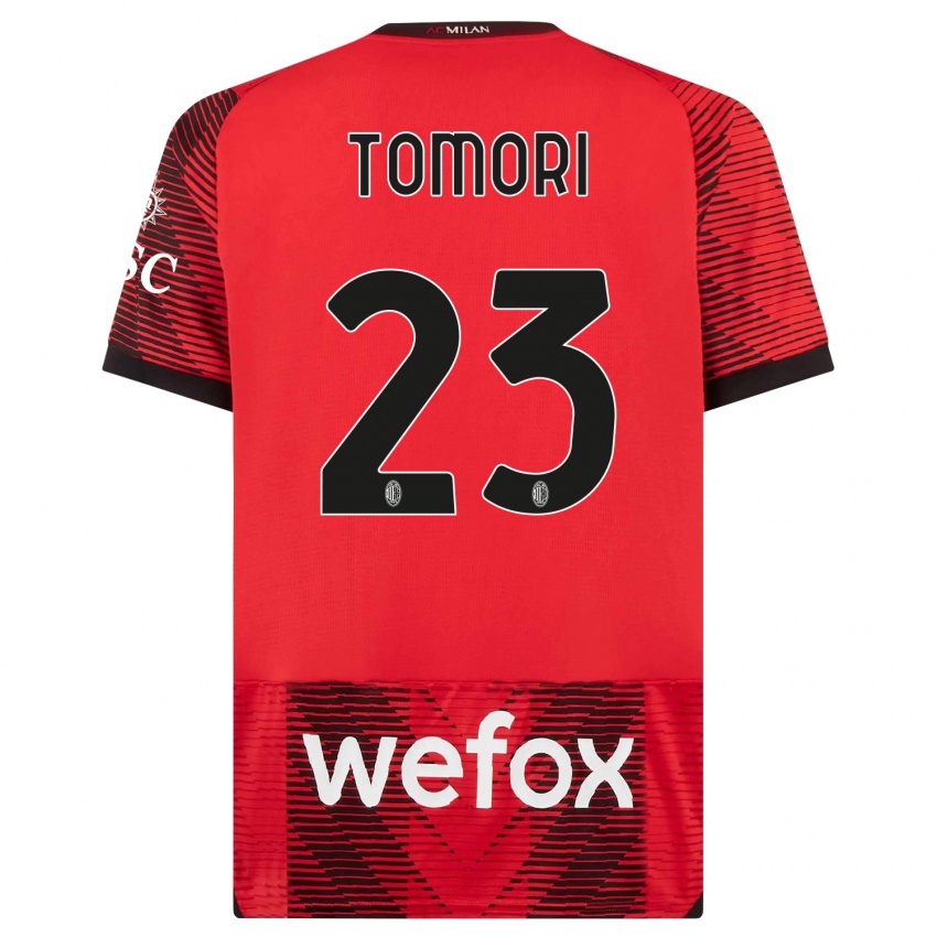 Børn Fikayo Tomori #23 Rød Sort Hjemmebane Spillertrøjer 2023/24 Trøje T-Shirt