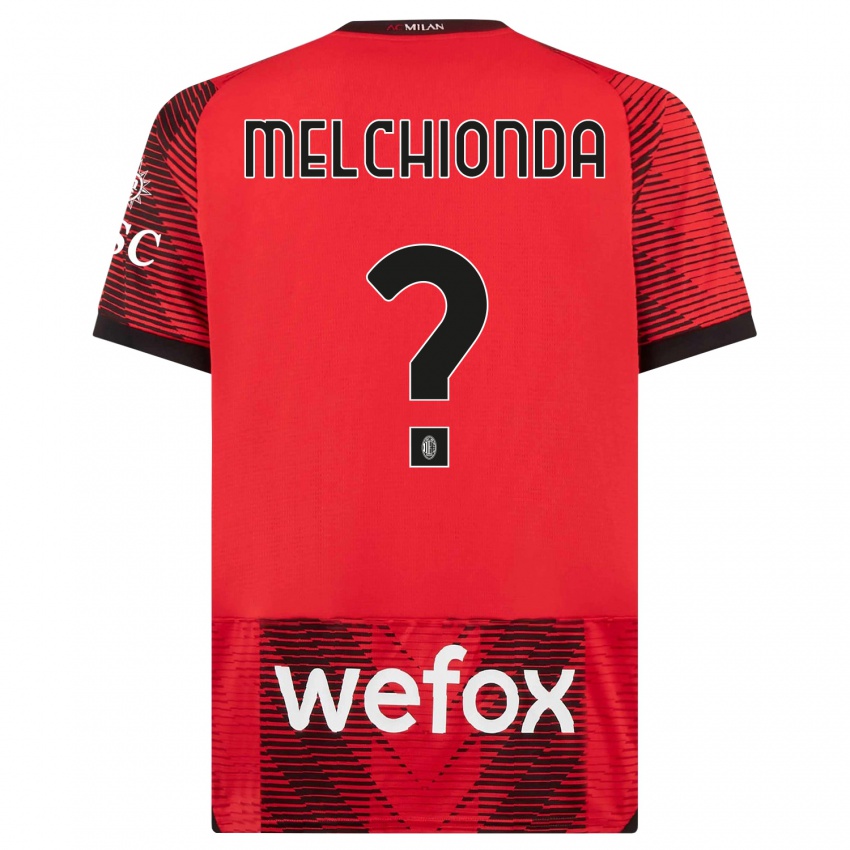 Børn Marco Melchionda #0 Rød Sort Hjemmebane Spillertrøjer 2023/24 Trøje T-Shirt