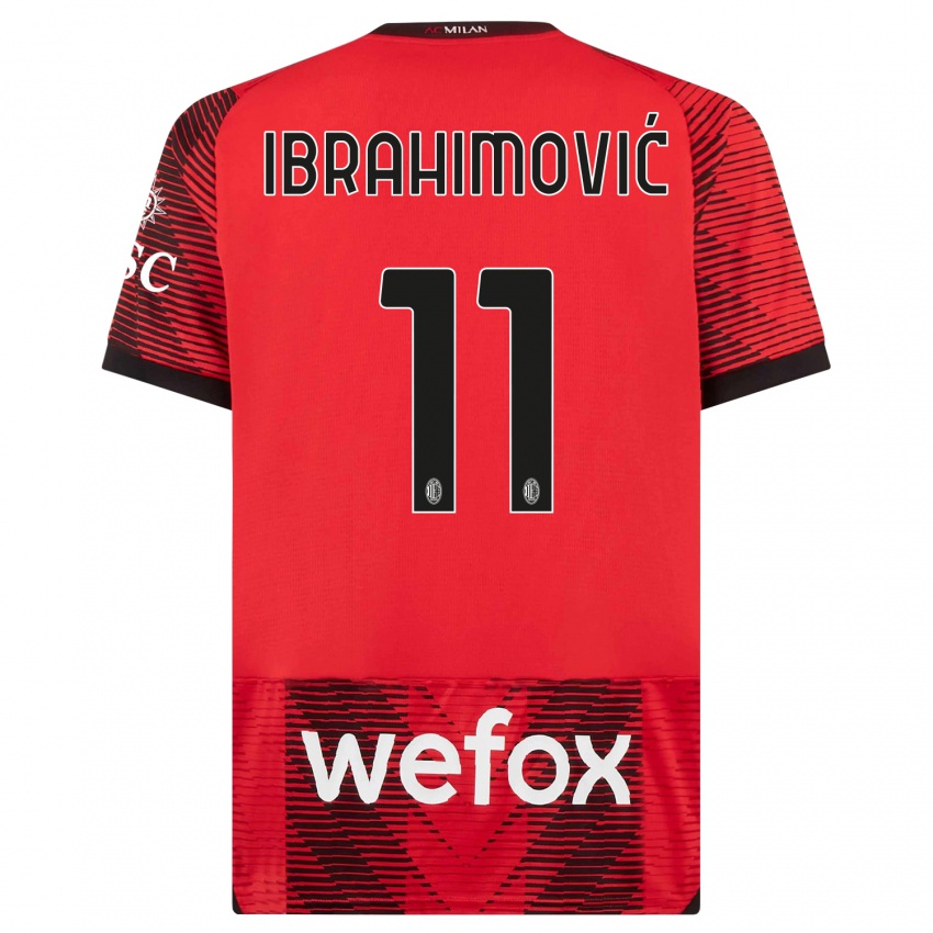 Børn Zlatan Ibrahimovic #11 Rød Sort Hjemmebane Spillertrøjer 2023/24 Trøje T-Shirt