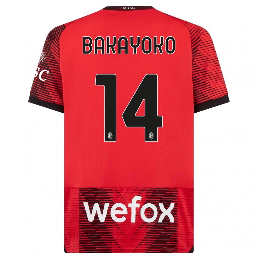 Børn Tiemoue Bakayoko #14 Rød Sort Hjemmebane Spillertrøjer 2023/24 Trøje T-Shirt