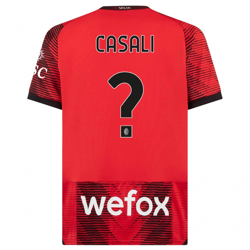 Børn Michele Casali #0 Rød Sort Hjemmebane Spillertrøjer 2023/24 Trøje T-Shirt