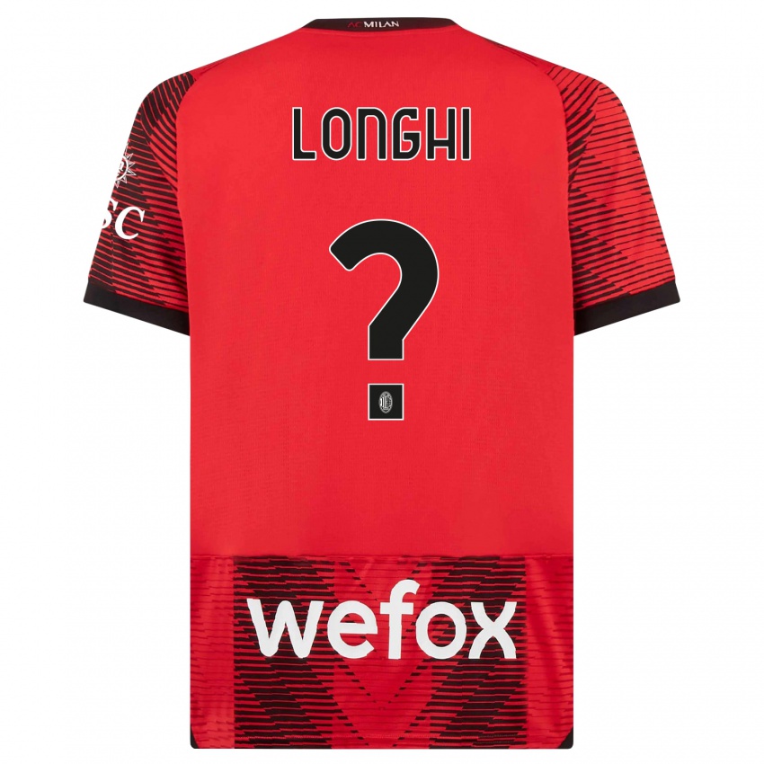 Børn Jordan Longhi #0 Rød Sort Hjemmebane Spillertrøjer 2023/24 Trøje T-Shirt