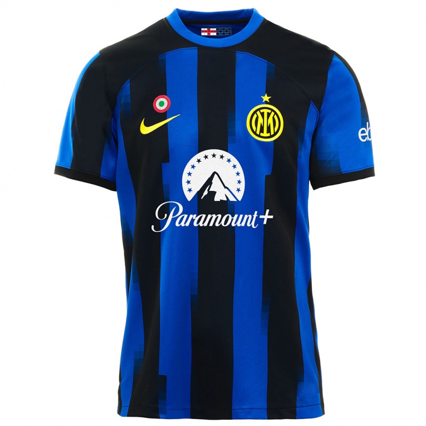 Børn Ghoutia Karchouni #5 Sort Blå Hjemmebane Spillertrøjer 2023/24 Trøje T-Shirt