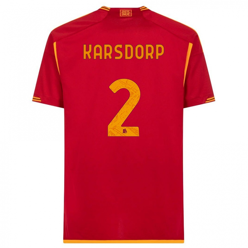 Børn Rick Karsdorp #2 Rød Hjemmebane Spillertrøjer 2023/24 Trøje T-Shirt